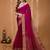 magenta chinnon silk blend plain woven border saree with blouse