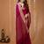 magenta chinnon silk blend plain woven border saree with blouse