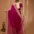 magenta chinnon silk blend plain woven border saree with blouse