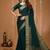 green chinnon silk blend plain woven border saree with blouse