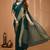 green chinnon silk blend plain woven border saree with blouse