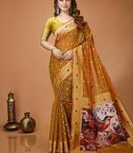 mustard silk blend zari woven sarees