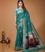 sky blue silk blend zari woven sarees
