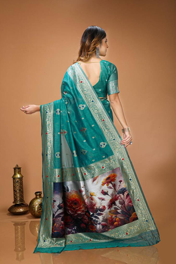 sky blue silk blend zari woven sarees