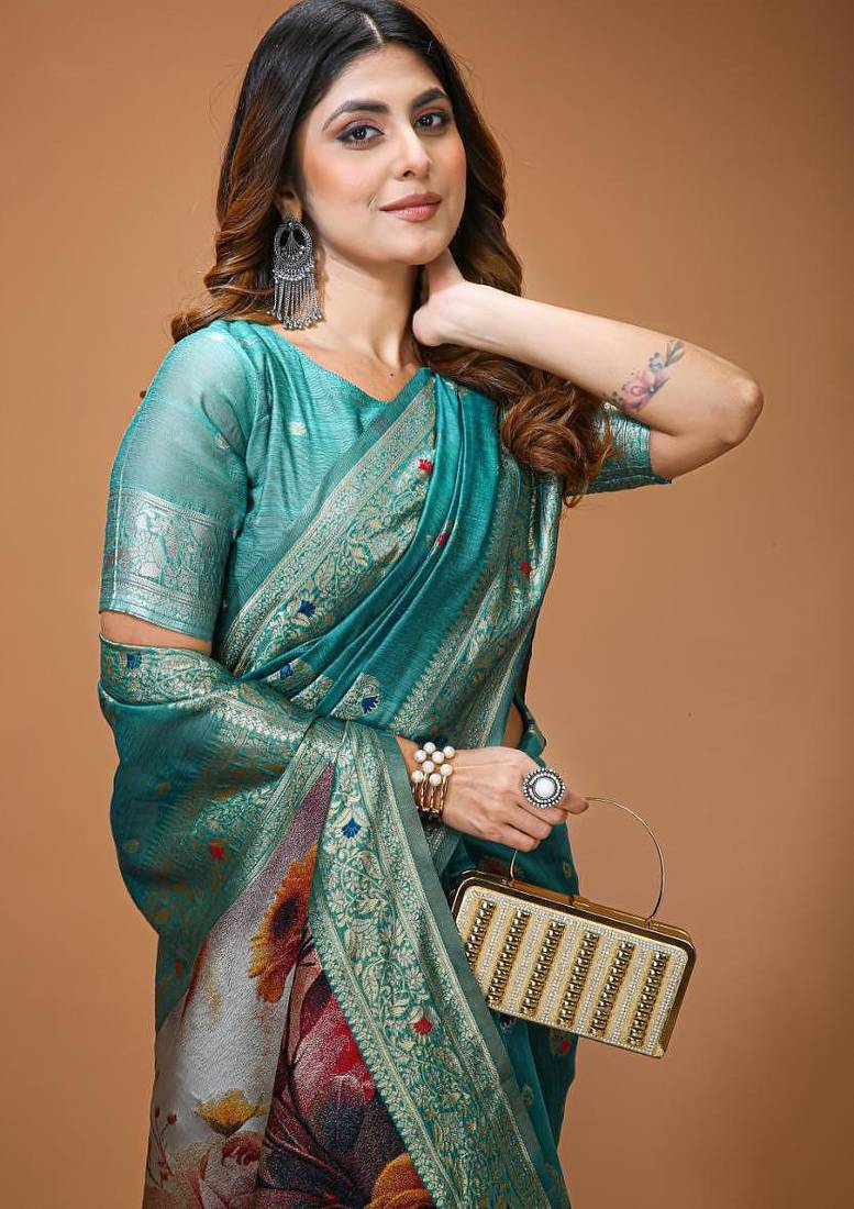 sky blue silk blend zari woven sarees