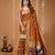 dark mustard silk blend zari woven sarees