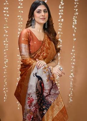 dark mustard silk blend zari woven sarees 5