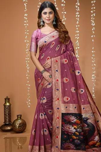wine silk blend zari woven sarees