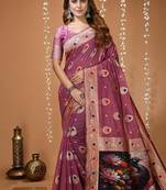 wine silk blend zari woven sarees