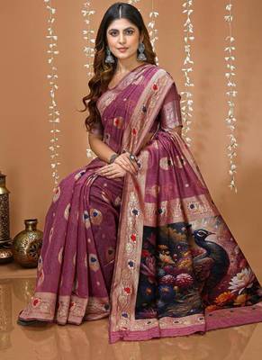 wine silk blend zari woven sarees 4
