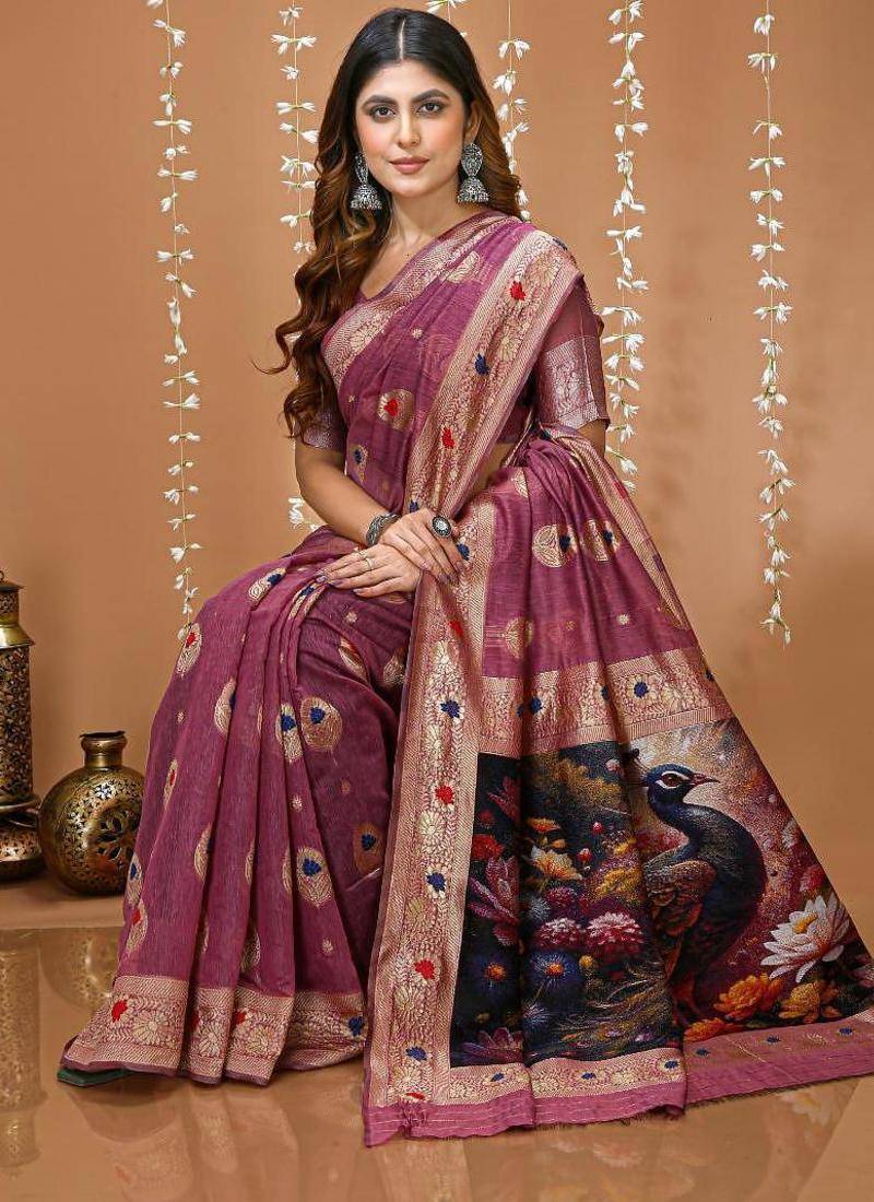 wine silk blend zari woven sarees
