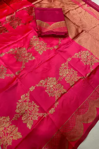 pink silk blend zari woven work sarees