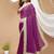 purple georgette embroidered zari work border sarees