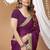 purple georgette embroidered zari work border sarees