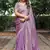 levender chiffon embroidered border saree with embroidered blouse