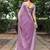 levender chiffon embroidered border saree with embroidered blouse