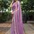 levender chiffon embroidered border saree with embroidered blouse
