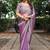 levender chiffon embroidered border saree with embroidered blouse