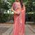 pink chiffon embroidered border saree with embroidered blouse