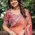 pink chiffon embroidered border saree with embroidered blouse
