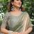 pista chiffon embroidered border saree with embroidered blouse