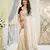white satin silk blend sequin embroidered work saree with matching blouse