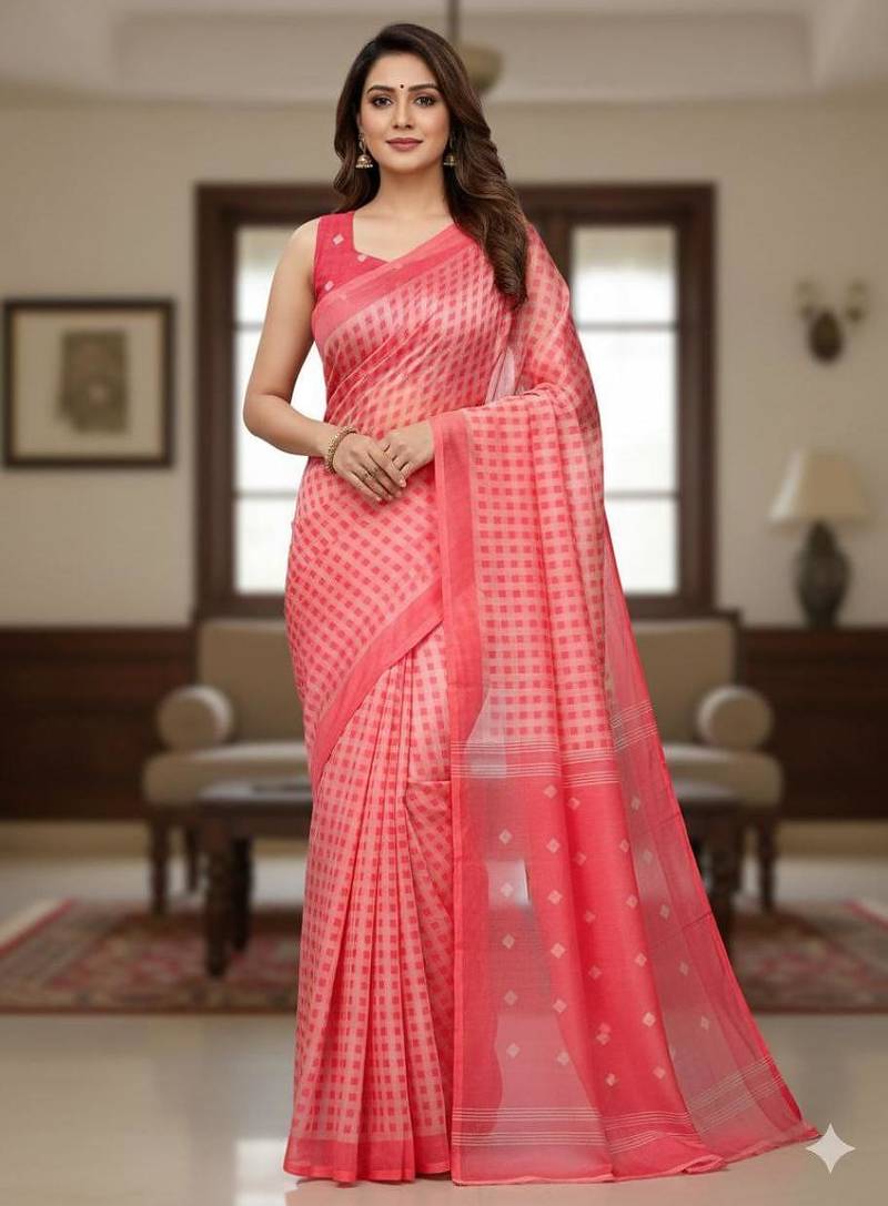 pink silk blend women's zari woven work sarees