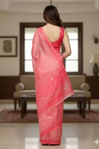 pink silk blend women's zari woven work sarees