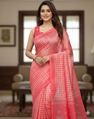pink silk blend women's zari woven work sarees 3