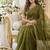 green fancy silk blend shinning embroidered border & blouse saree