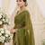 green fancy silk blend shinning embroidered border & blouse saree