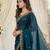 blue fancy silk blend shinning embroidered border & blouse saree