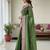 green & purple dola silk blend chex saree with tassels pallu saree