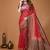 red silk blend zari woven work sarees