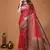 red silk blend zari woven work sarees