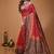 red silk blend zari woven work sarees