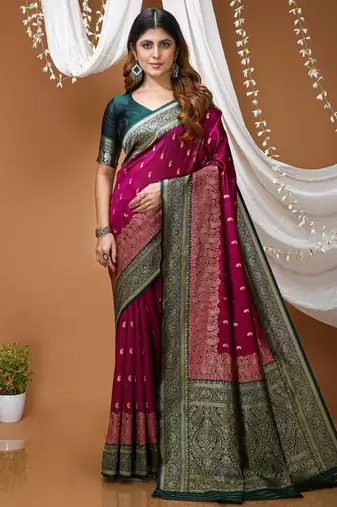 purple silk blend zari woven work sarees