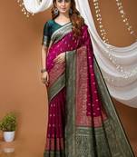 purple silk blend zari woven work sarees