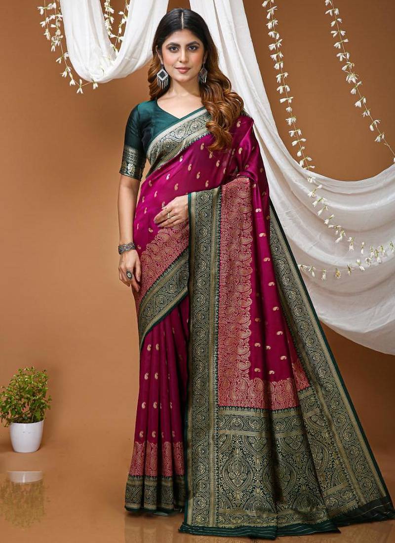 purple silk blend zari woven work sarees