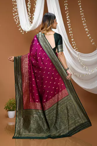 purple silk blend zari woven work sarees