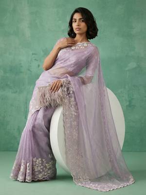 lavender chanda silk blend with floral -zari embroidered saree  2