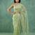 pista chanda silk blend with floral -zari embroidered saree 