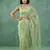 pista chanda silk blend with floral -zari embroidered saree 
