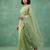 pista chanda silk blend with floral -zari embroidered saree 