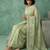 pista chanda silk blend with floral -zari embroidered saree 