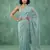 skyblue chanda silk blend with floral -zari embroidered saree 