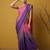 blue satin with prints gotapatti work saree