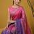 blue satin with prints gotapatti work saree