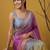 grey satin with prints gotapatti work saree