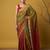 mehendi red satin with prints gotapatti work saree